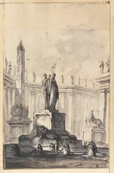 Architectural Fantasy with Fountain and Obelisk